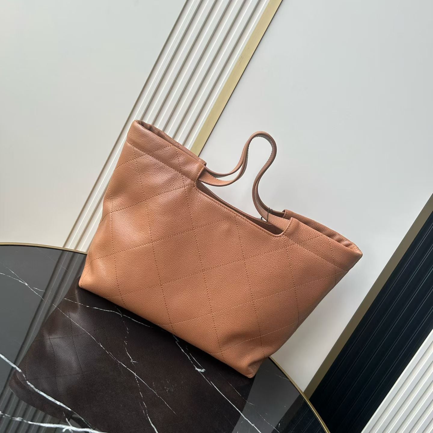 Chanel 2026 Preppy Tote Bag 30cm Brown And Black Grained Calfksin