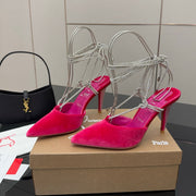 CL Mules Dark Pink 8.5cm Original Material 299876
