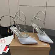 CL Mules Silver 8.5cm Original Material 299878