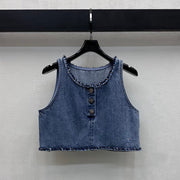 Chanel 2026 Denim Vest Blue Cotton 356145