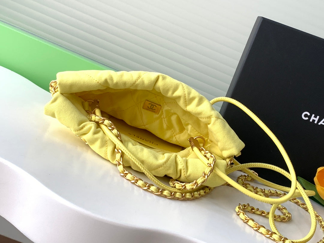 Chanel 25 Hobo Bag 20cm Yellow Canvas 324801