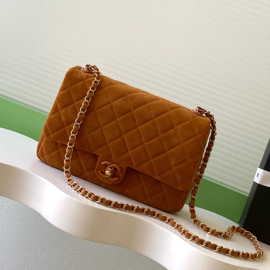 Chanel 2026 Flap Bag Camel Suede Leather