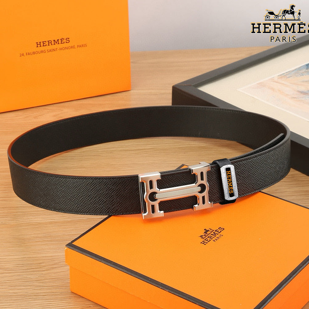 HM Constance Belt 38mm Black Togo Leather 619663