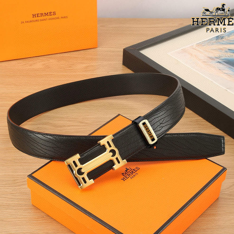 HM Constance Belt 38mm Black Togo Leather 619663