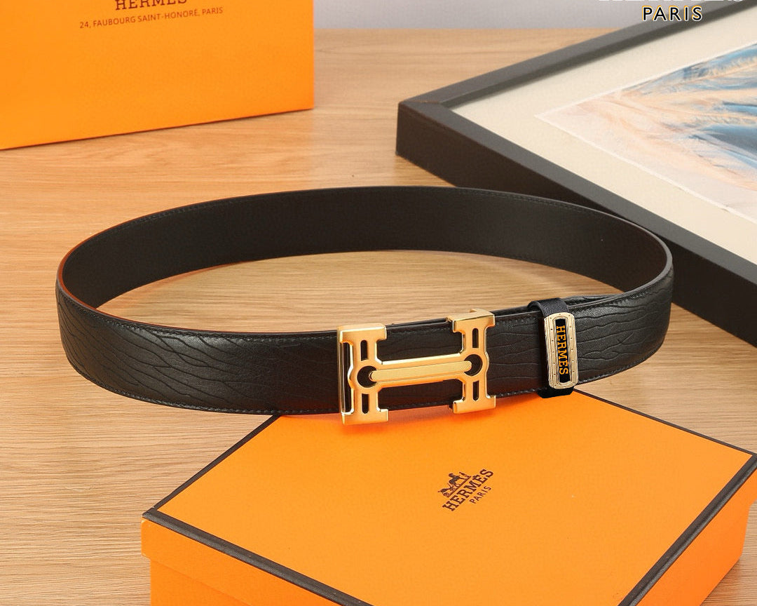 HM Constance Belt 38mm Black Togo Leather 619663