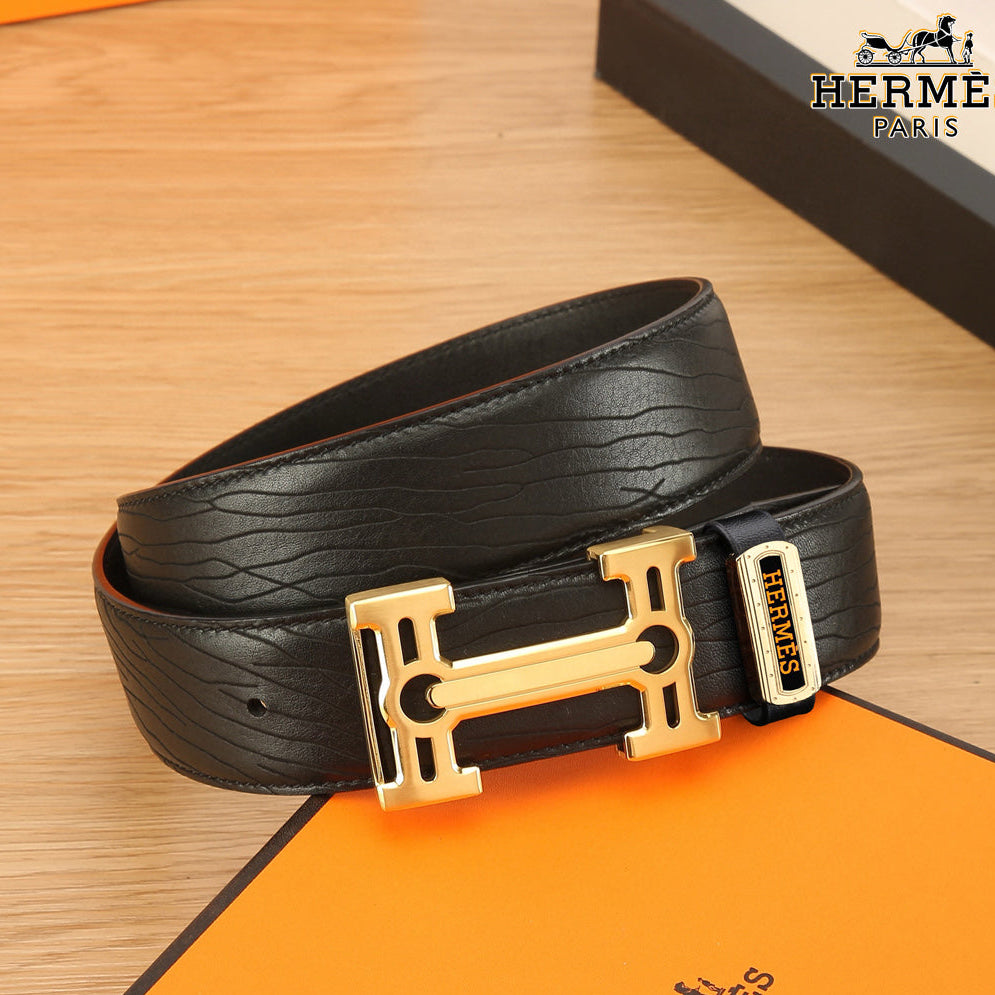 HM Constance Belt 38mm Black Togo Leather 619663