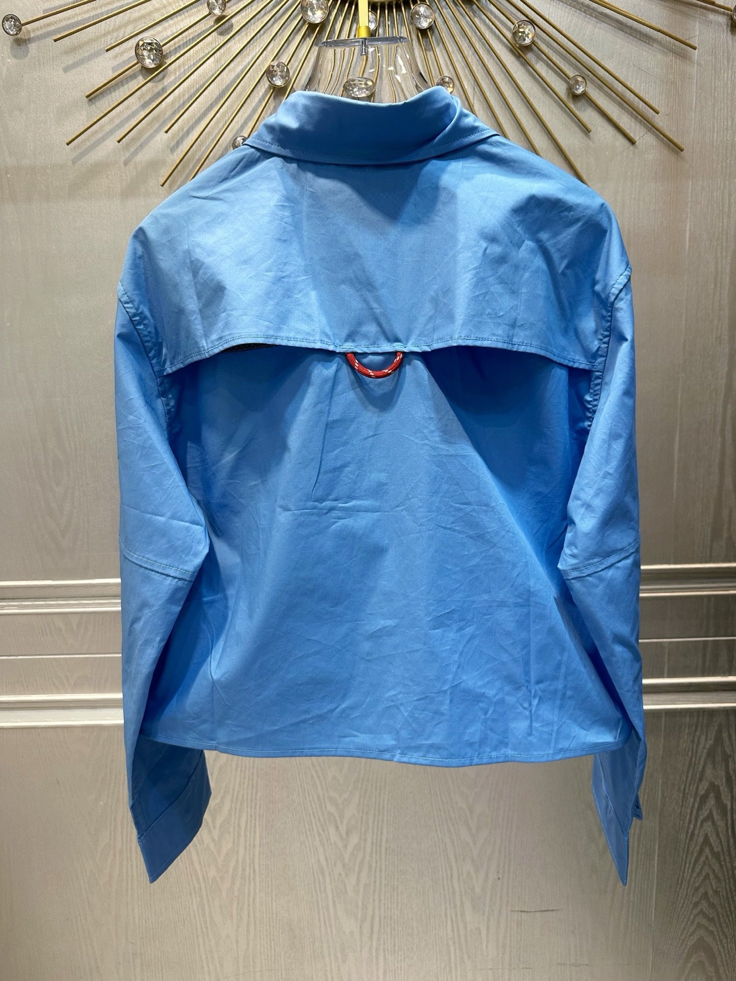 Miumiu 2026 Cropped Shirt Blue Cotton