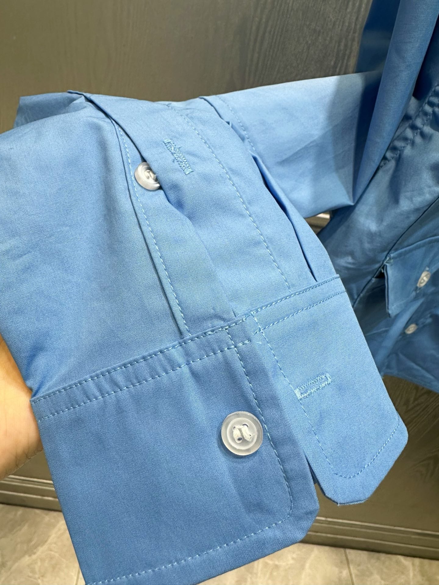 Miumiu 2026 Cropped Shirt Blue Cotton