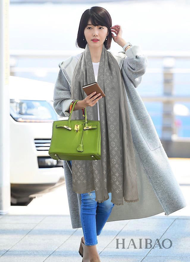 LV Scarf 200cm Gray Cashmere 968451