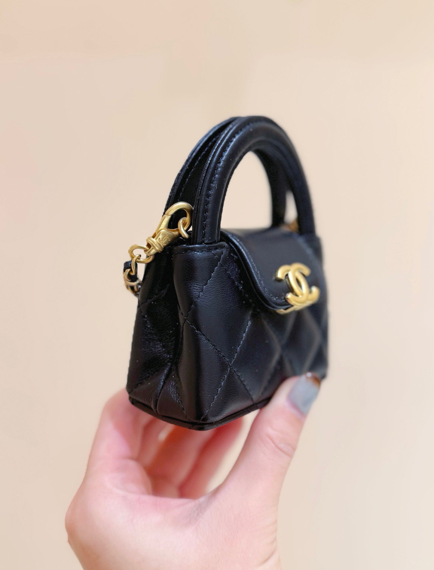 Chanel 25 Mini Kelly Bag Black 11cm Lambskin 347501