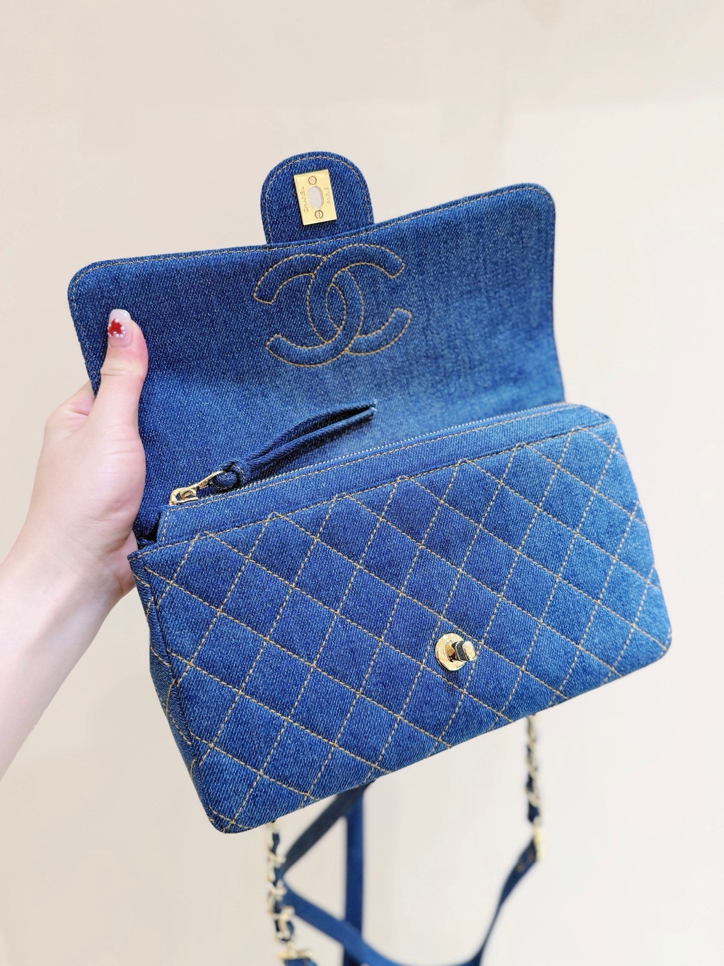 Chanel 2026 Backpack 26cm Blue Denim Leather 351418