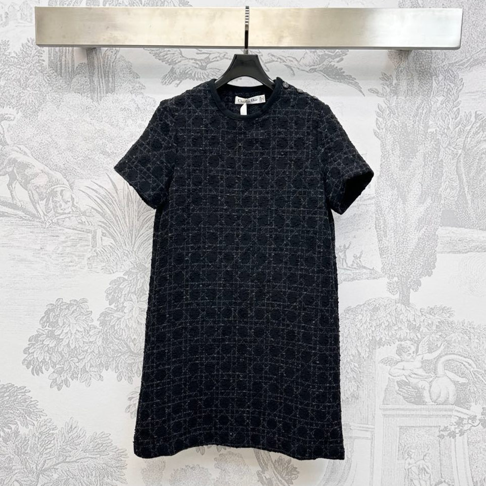Dior 2025 Short Macrocannage Dress Black Cotton