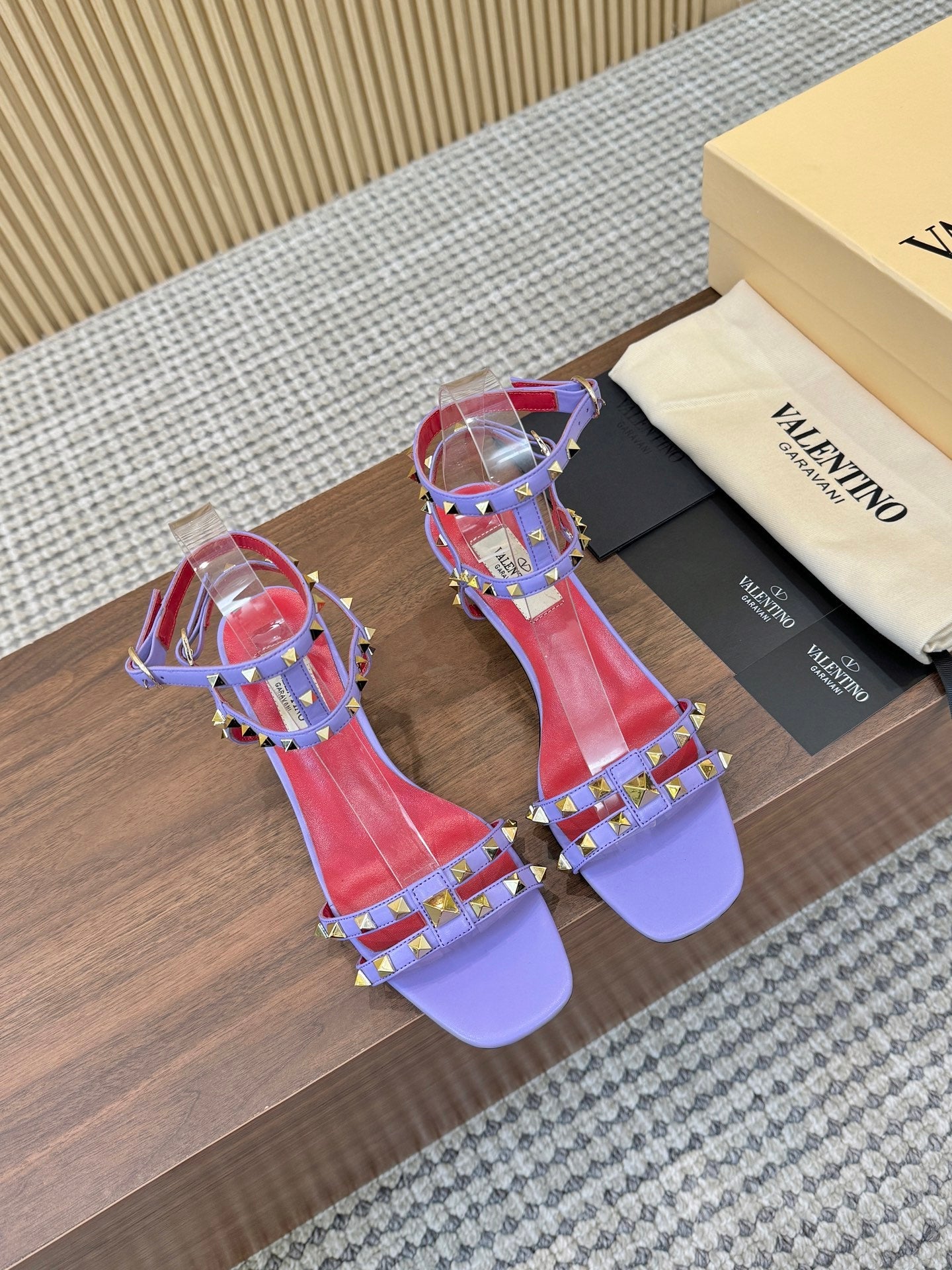 Valentino Garavani Rockstud Caged Calfskin 40mm Sandals 863342