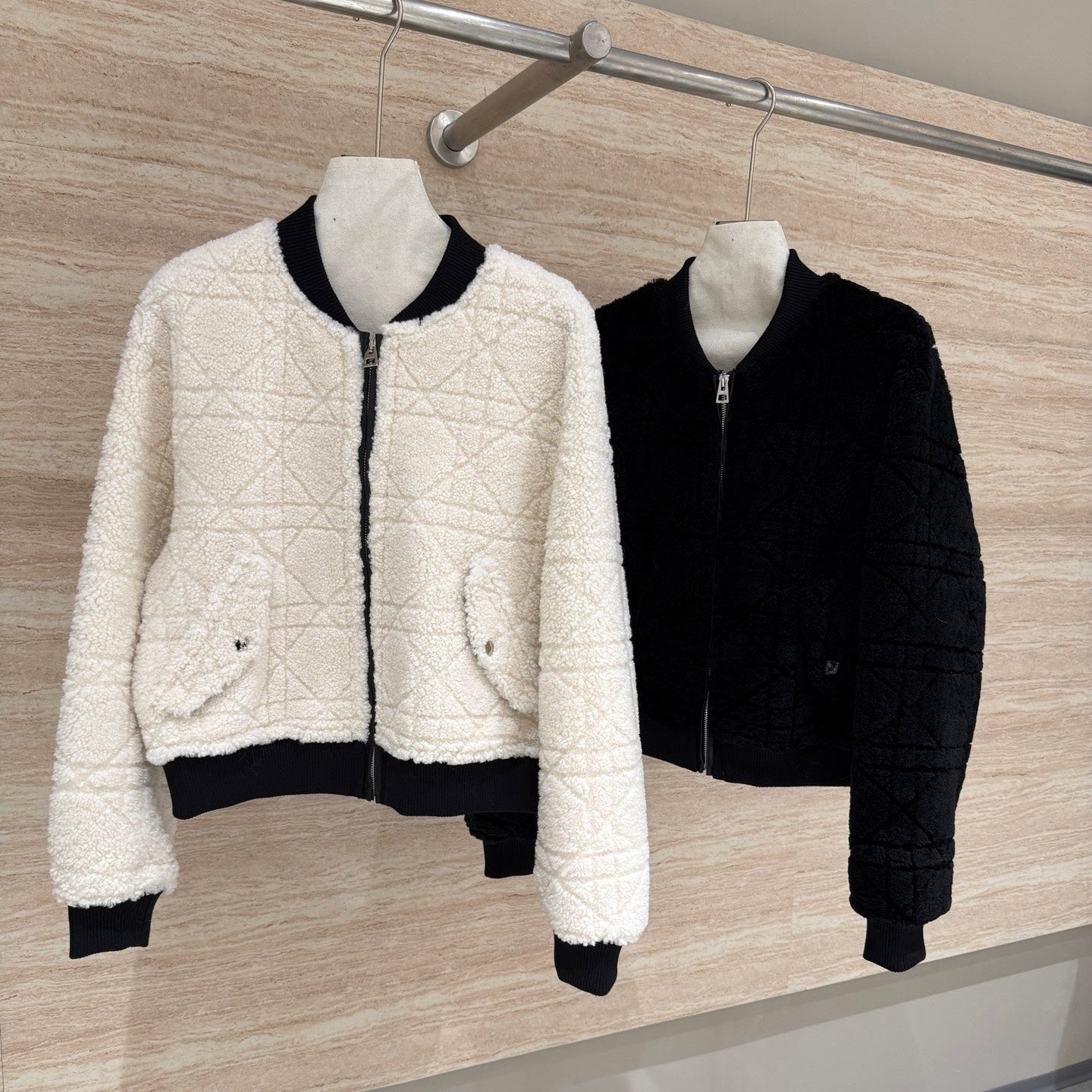 Dior 2025 Shearling Coat Black and Cream Wool Leather