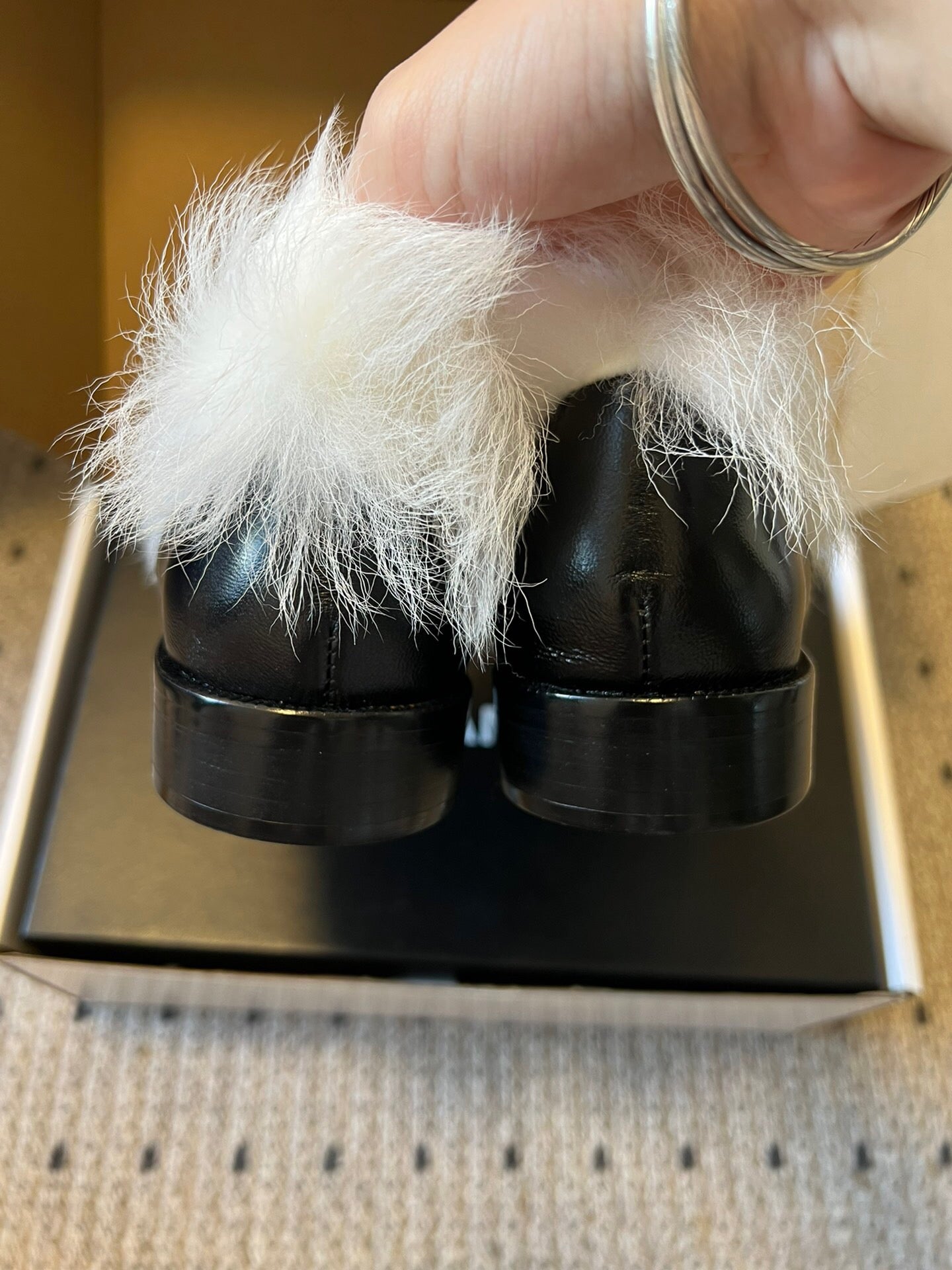 CC 26 Furry Loafer Black mix White Shiny Sheepskin And Shearling Fleece 592924