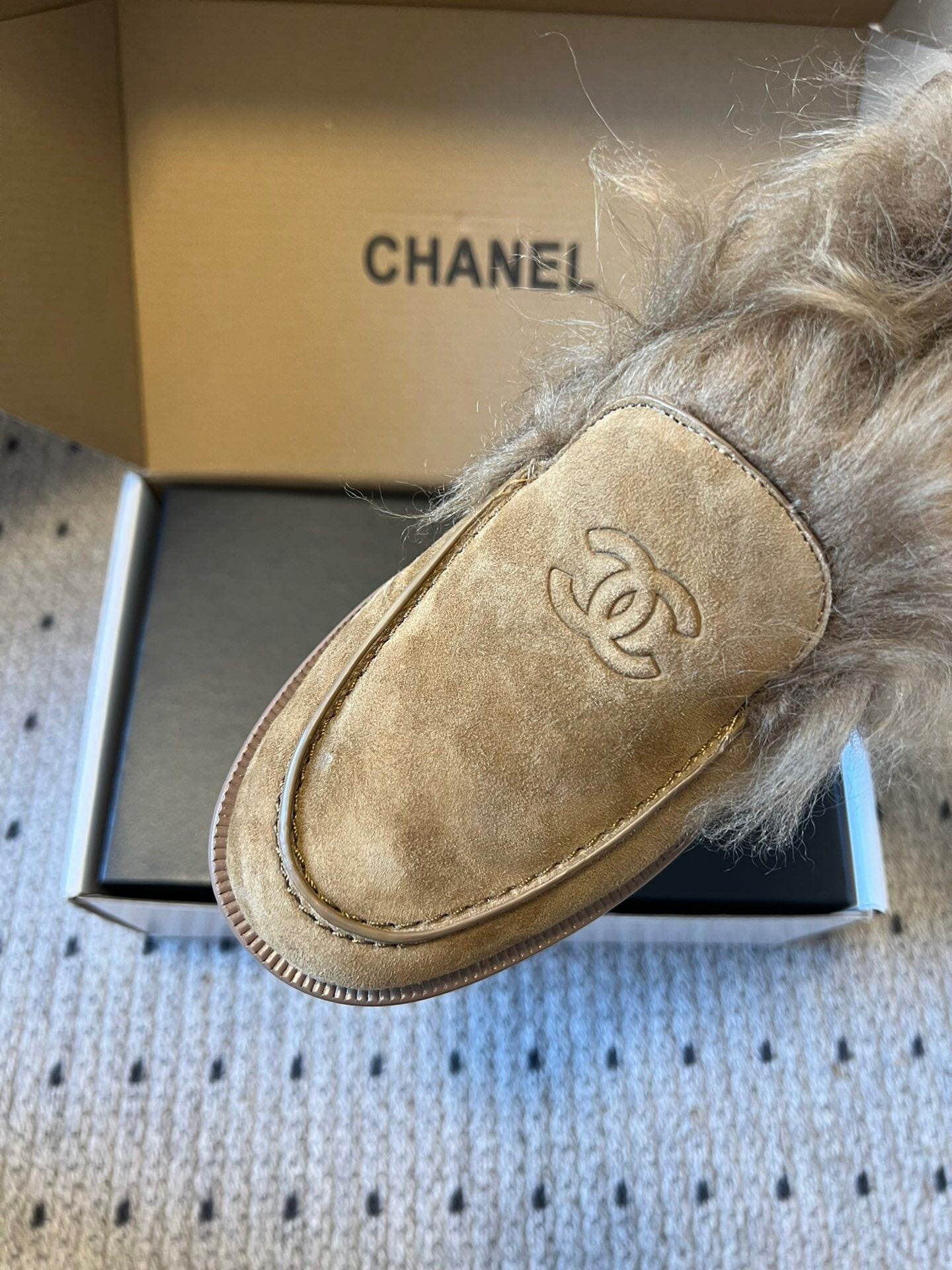 CC 26 Furry Loafer Brown Suede Kidskin and Shearling Lambskin 592925