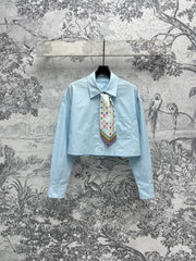 LV 25  Short Shirt Light Blue Cotton