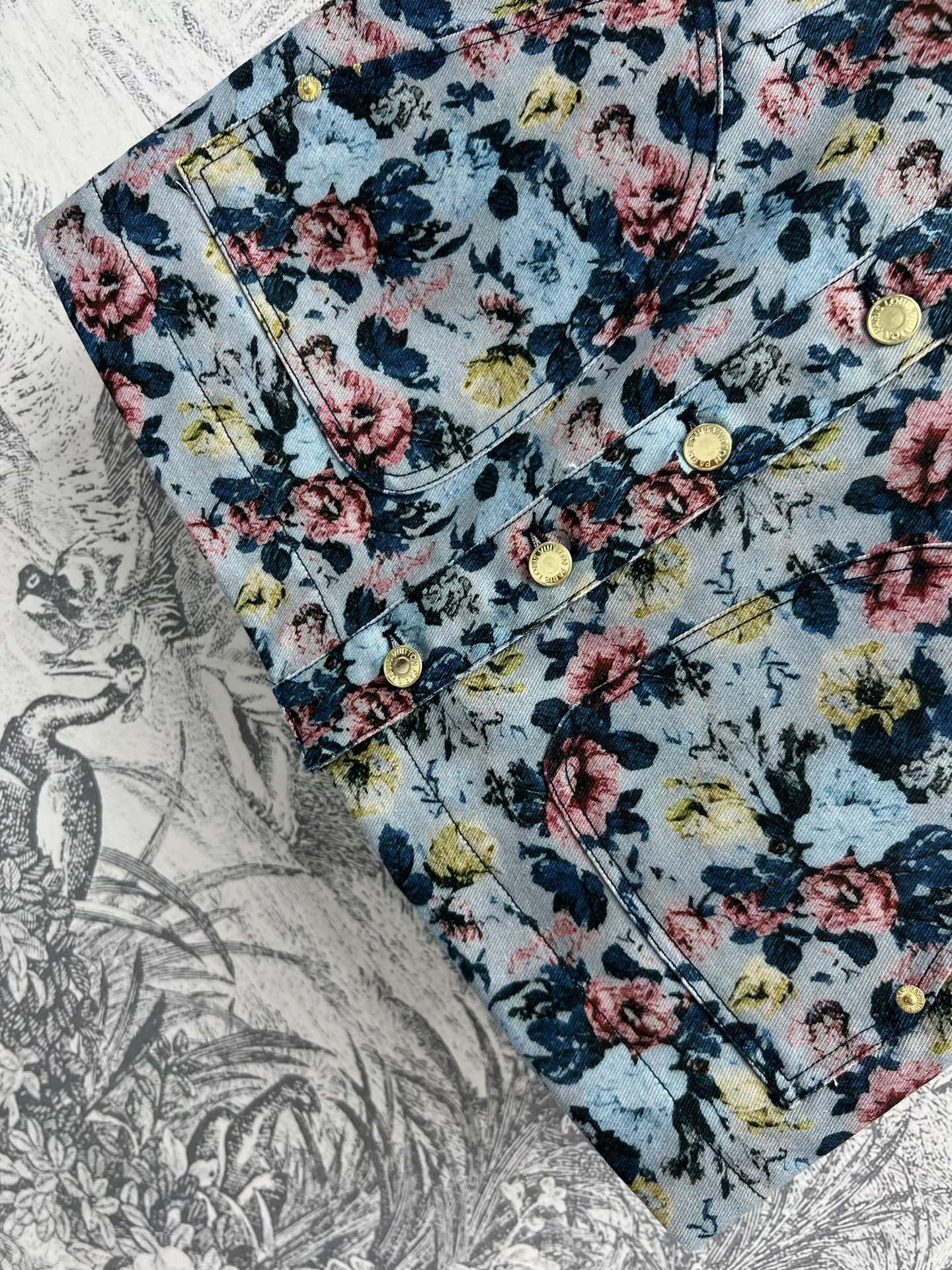 LV 25 Floral Short Skirt Multicolor Polyester