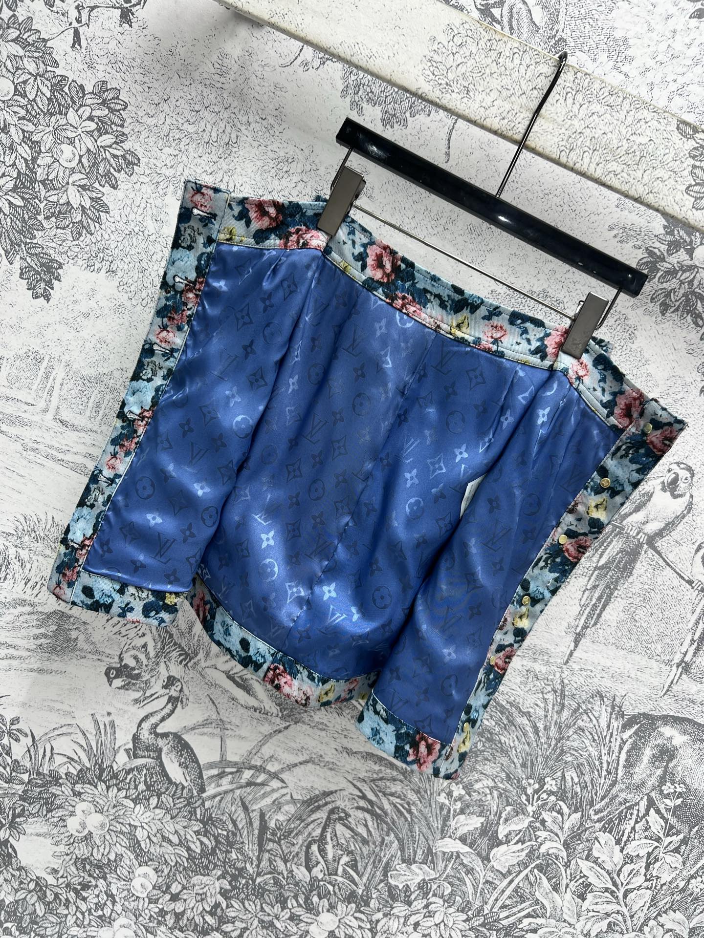 LV 25 Floral Short Skirt Multicolor Polyester