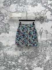 LV 25 Floral Short Skirt Multicolor Polyester