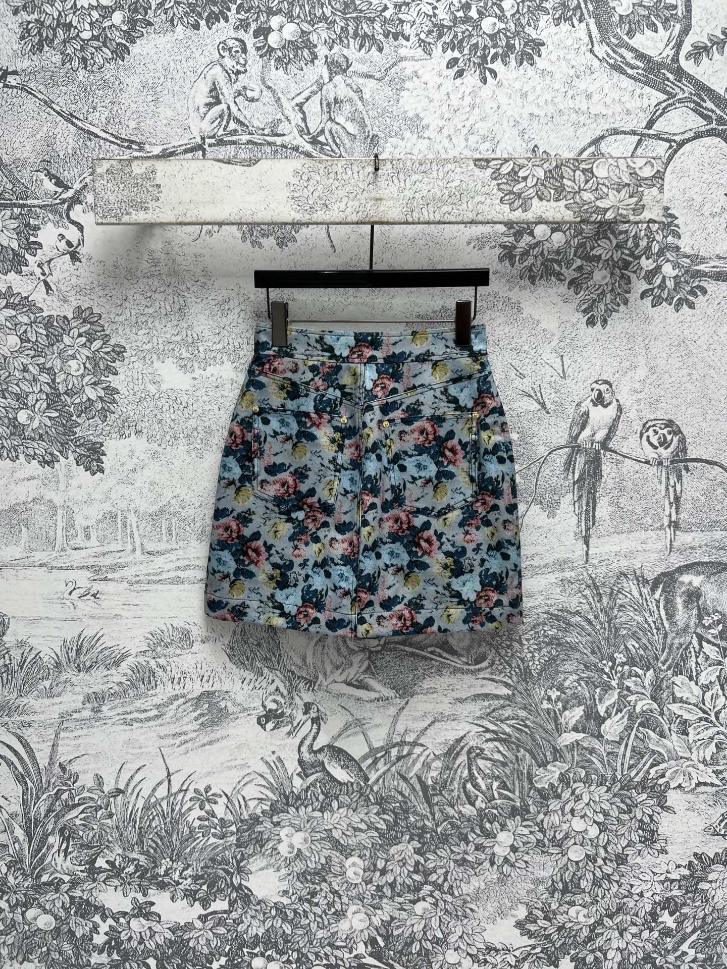 LV 25 Floral Short Skirt Multicolor Polyester