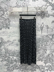 LV 25 Flower Barrage Print Lapel Dress Black Polyester