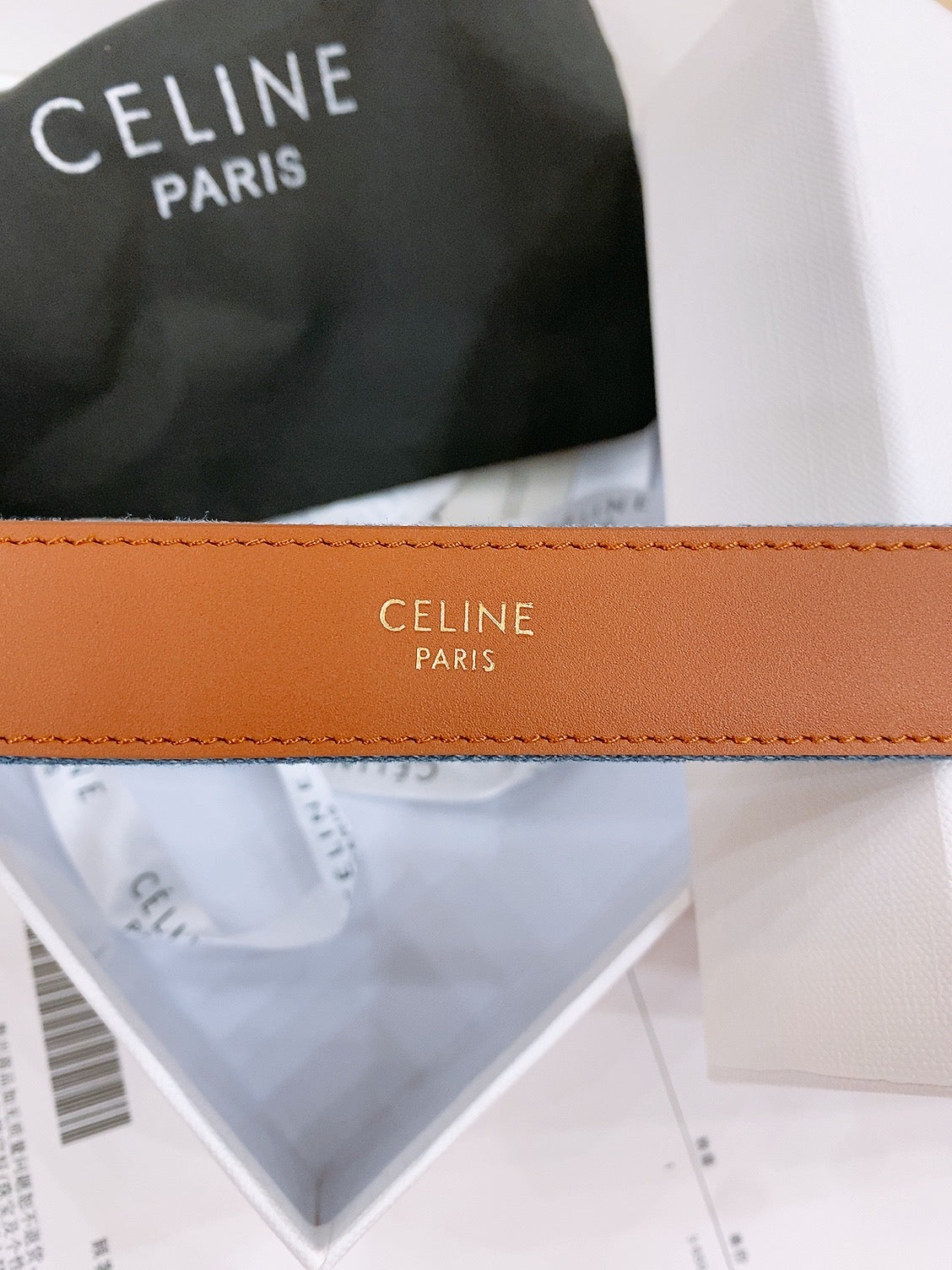 CL Sliver 25mm Triomphe Enamel Blue Brown Denim Calfskin 558354