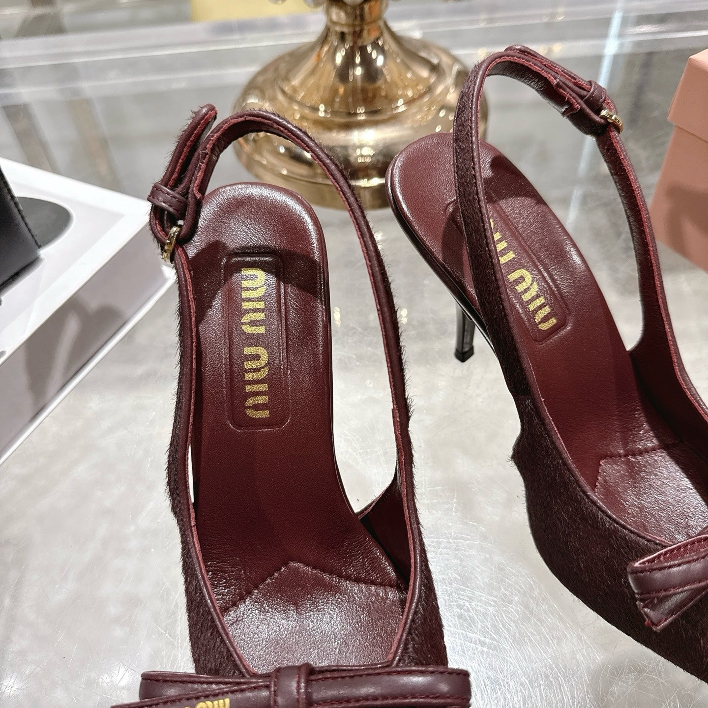 Miu 26 High Heel Slingback 80 Burgundy Suede Leather 592100