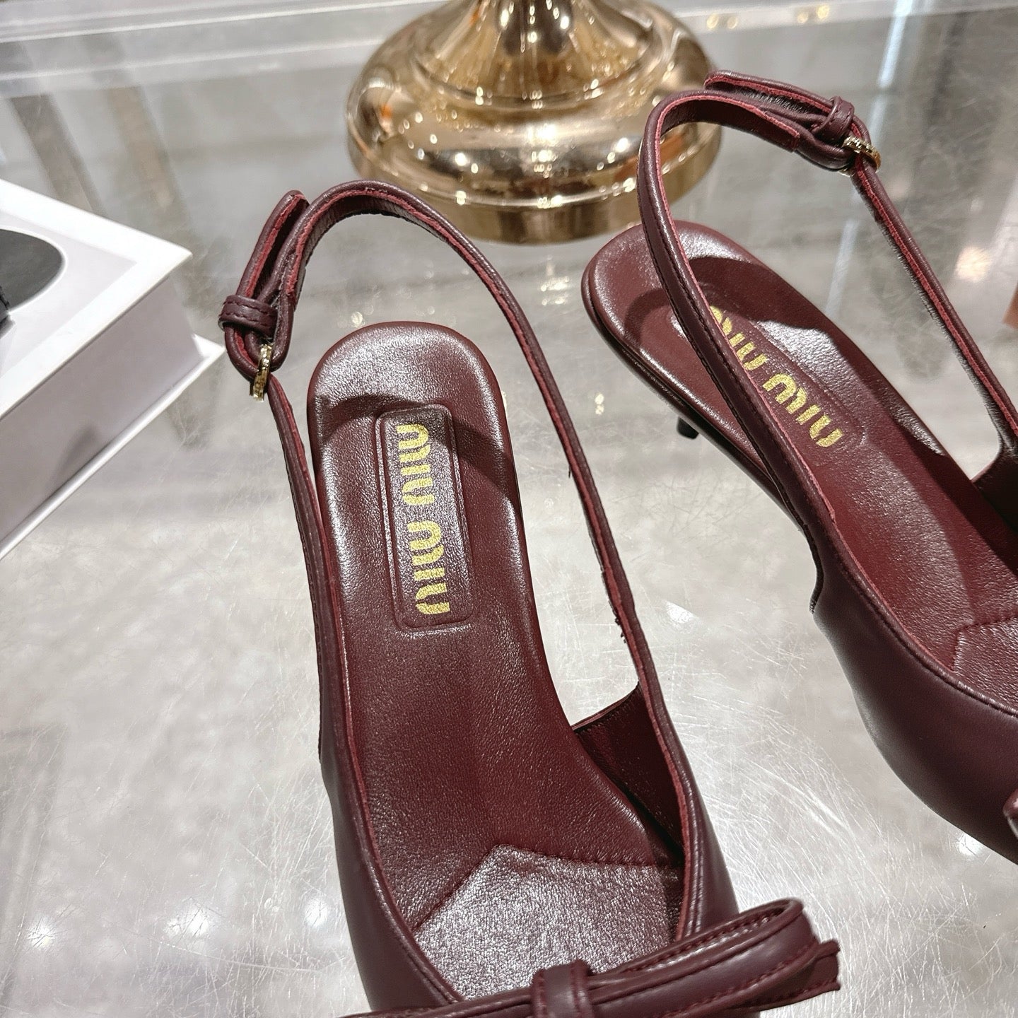 Miu 26 High Heel Slingback 45 Burgundy Leather 592095