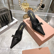 Miu 26 Pointed Toe High Heel Black Sheepskin 592087