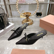 Miu 26 Pointed Toe Mule 45 Black  Sheepskin 592089