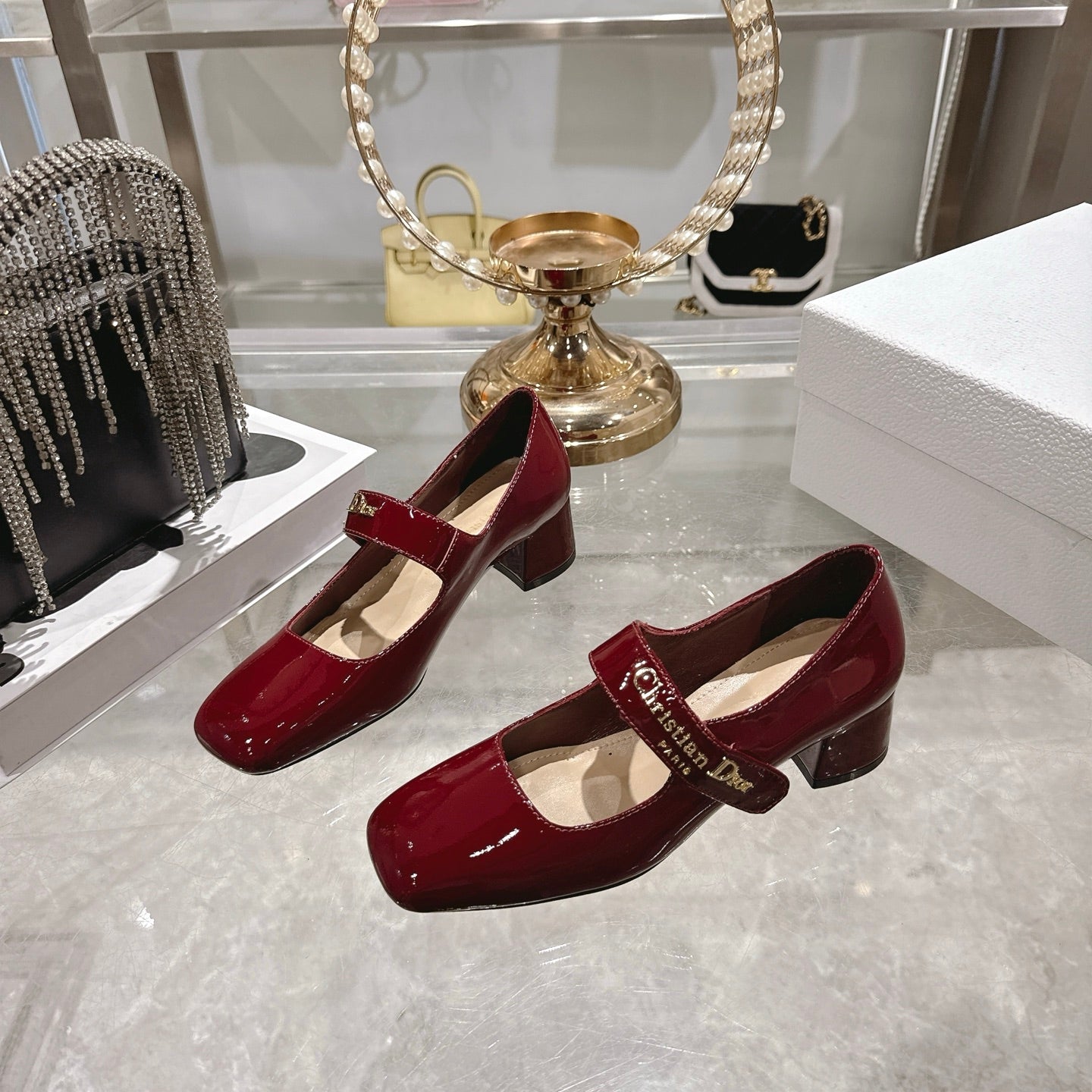 CD 26 Lolita High Heels 40 Dark Red Patent Leather 592208