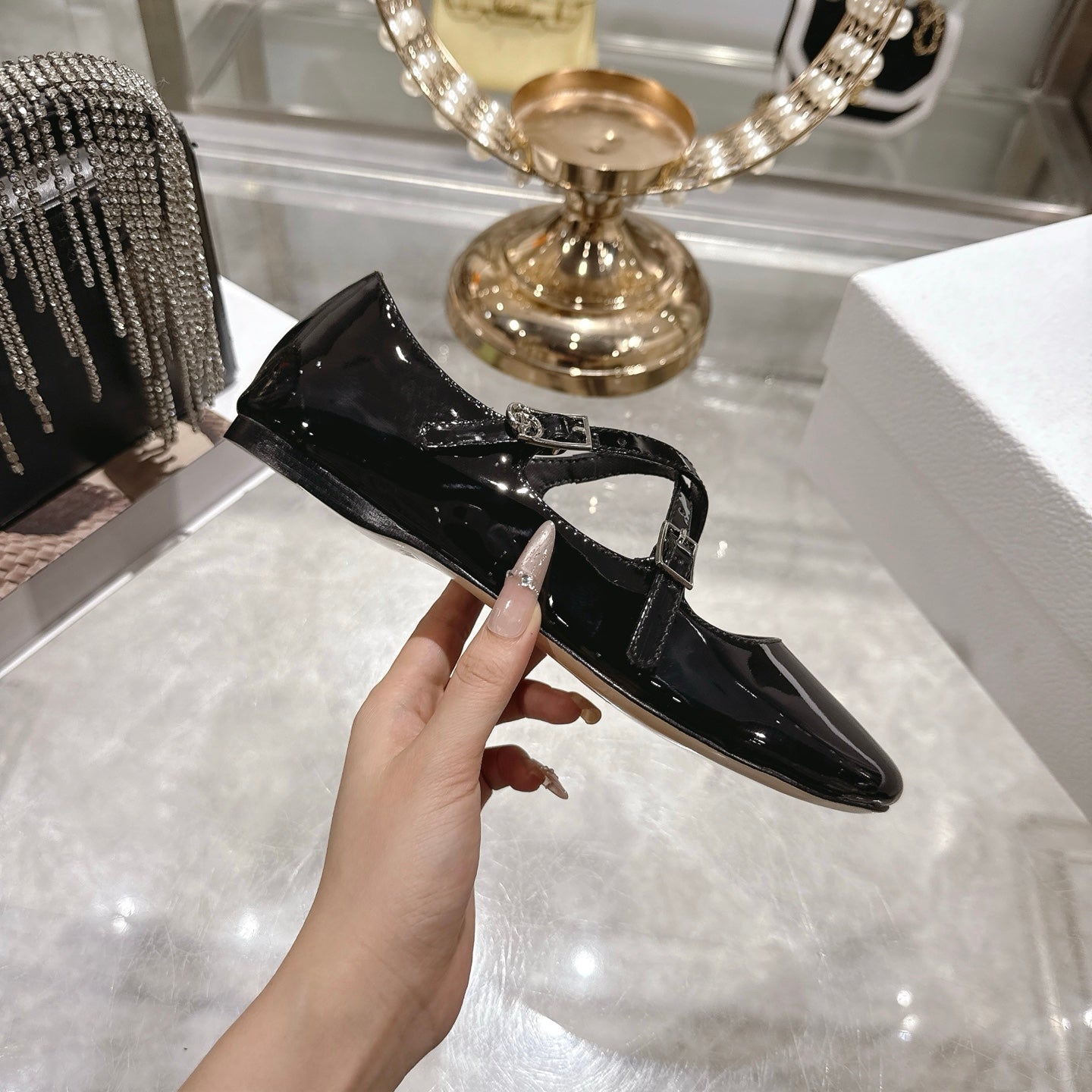 CD 26 Ballet Flats Black Patent Leather 592213