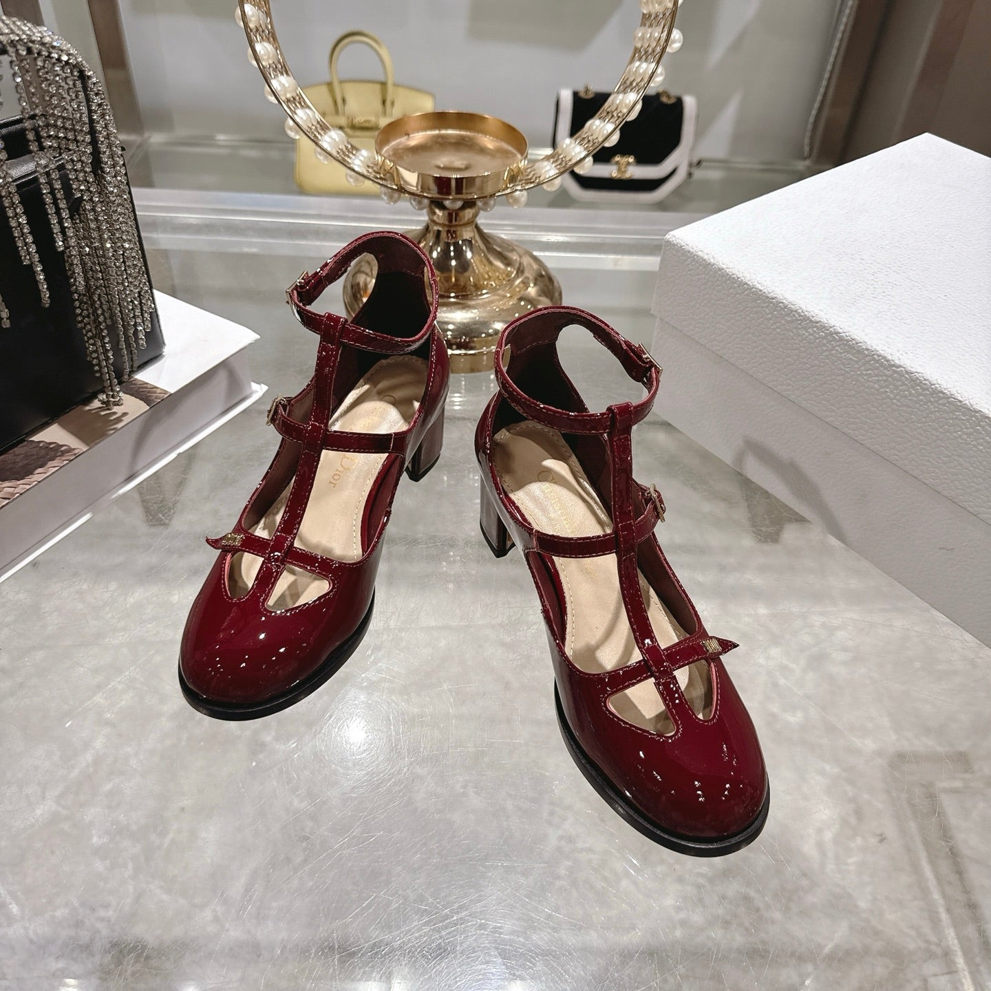 CD 26 Heel Mary Jane 40 Dark Red Patent Leather 592223