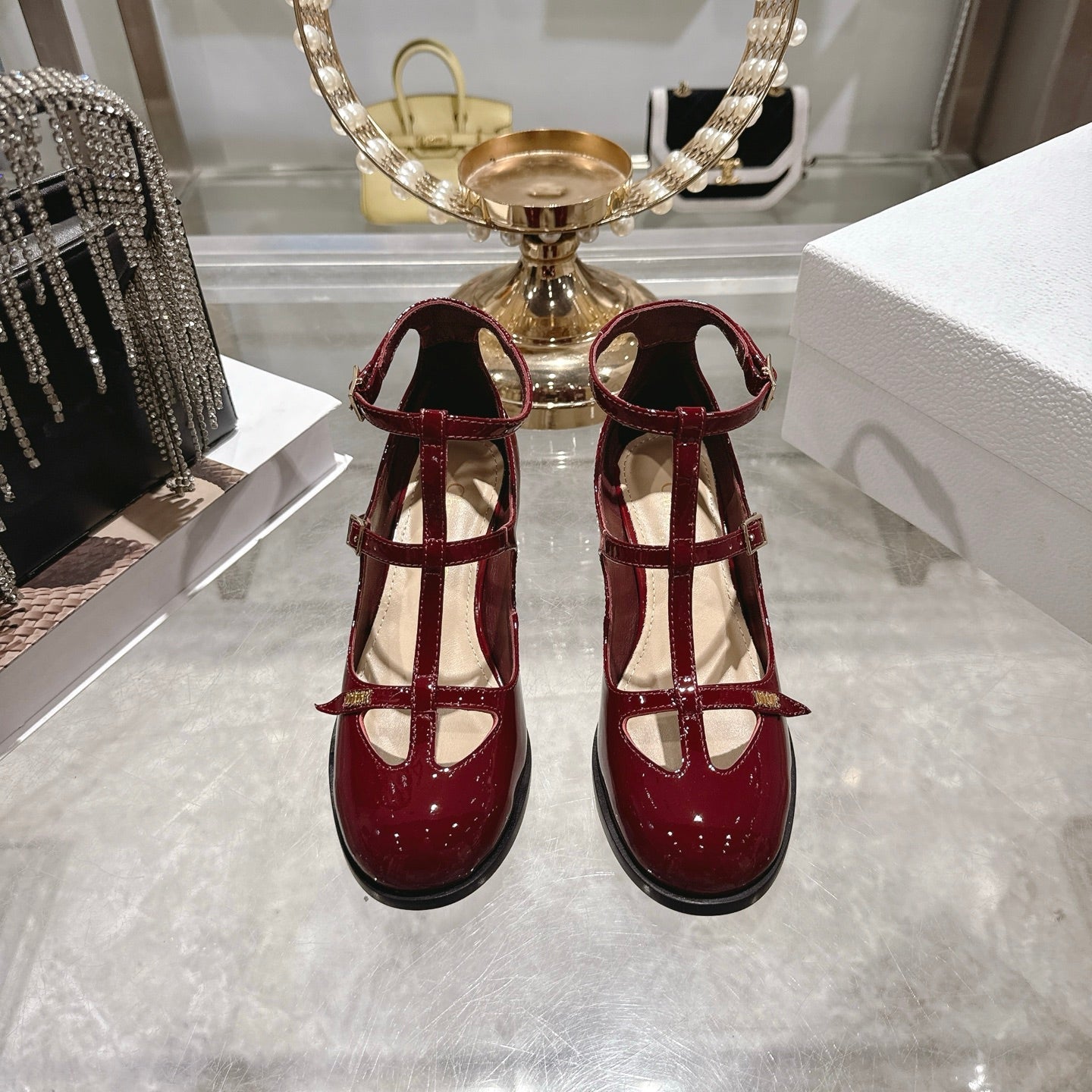 CD 26 Heel Mary Jane 40 Dark Red Patent Leather 592223