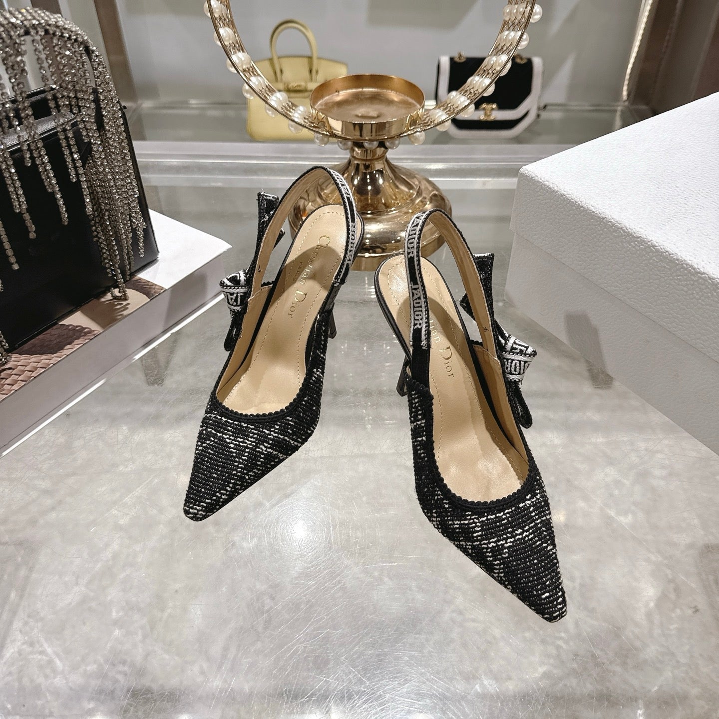 CD 26 Slingback 85mm Black Tweed 592231