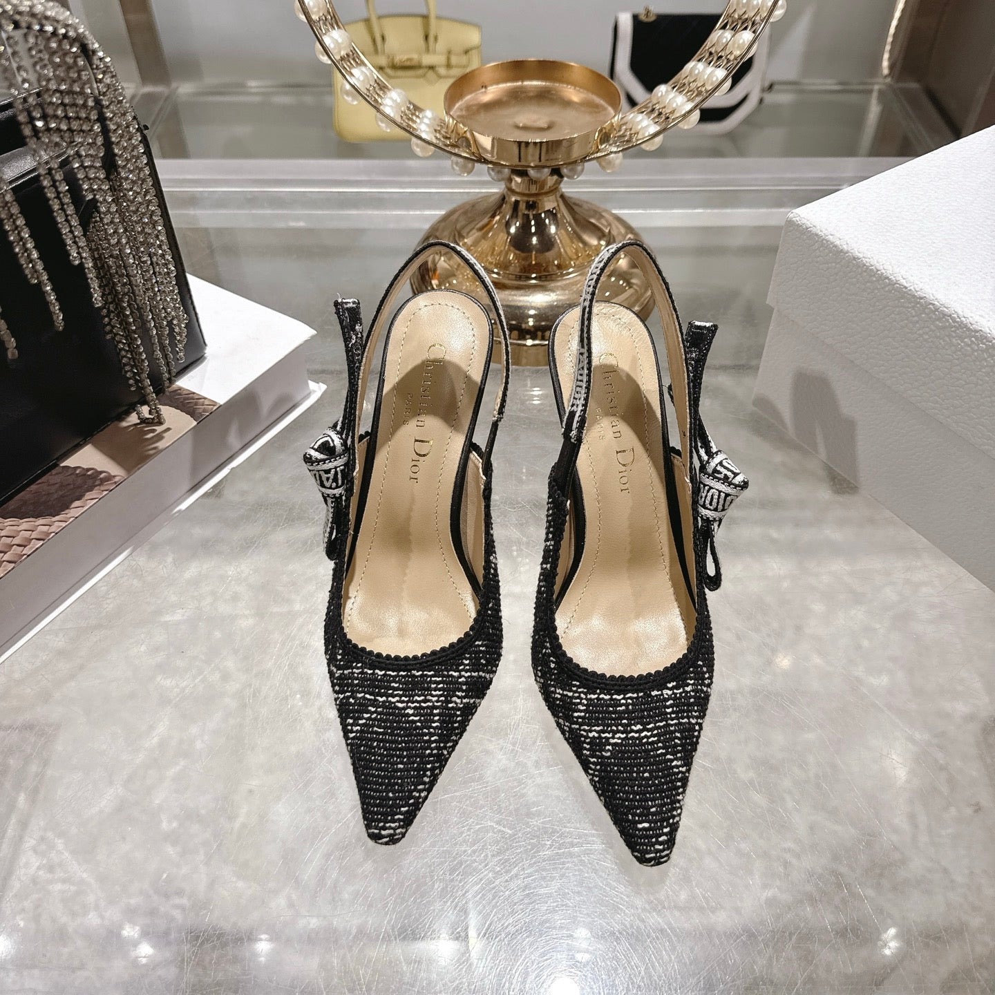 CD 26 Slingback 85mm Black Tweed 592231