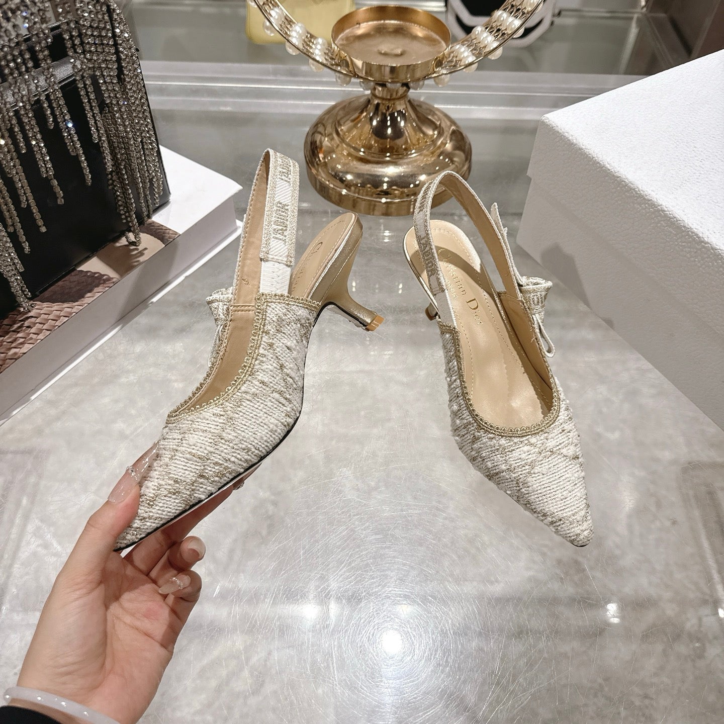 CD 26 Slingback 45mm Ivory Tweed 592236