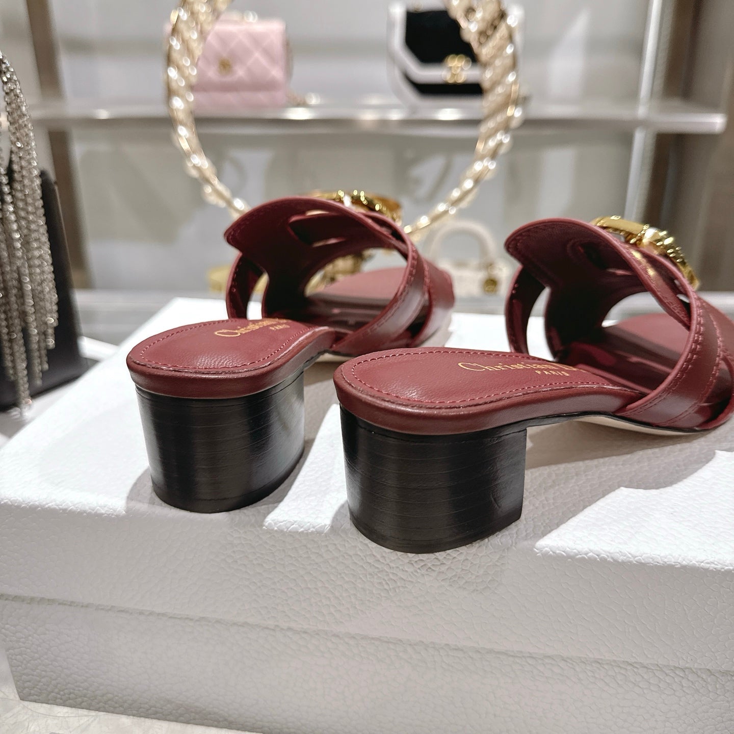 CD 26 Chunky Heel Sandals 35mm   Burgundy Leather 592268