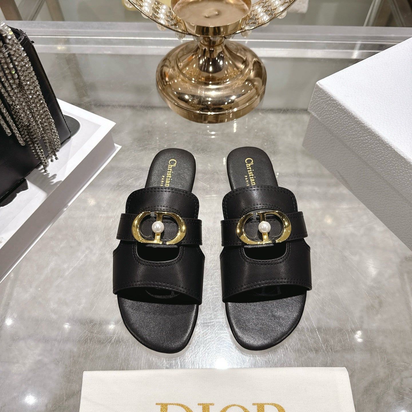 CD 26 Chunky Heel Sandals Black Leather 592273