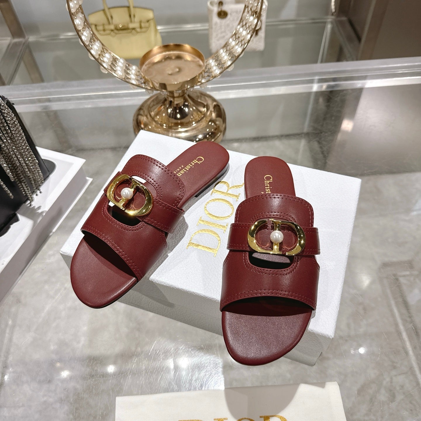 CD 26 Chunky Heel Sandals Burgundy Leather 592274