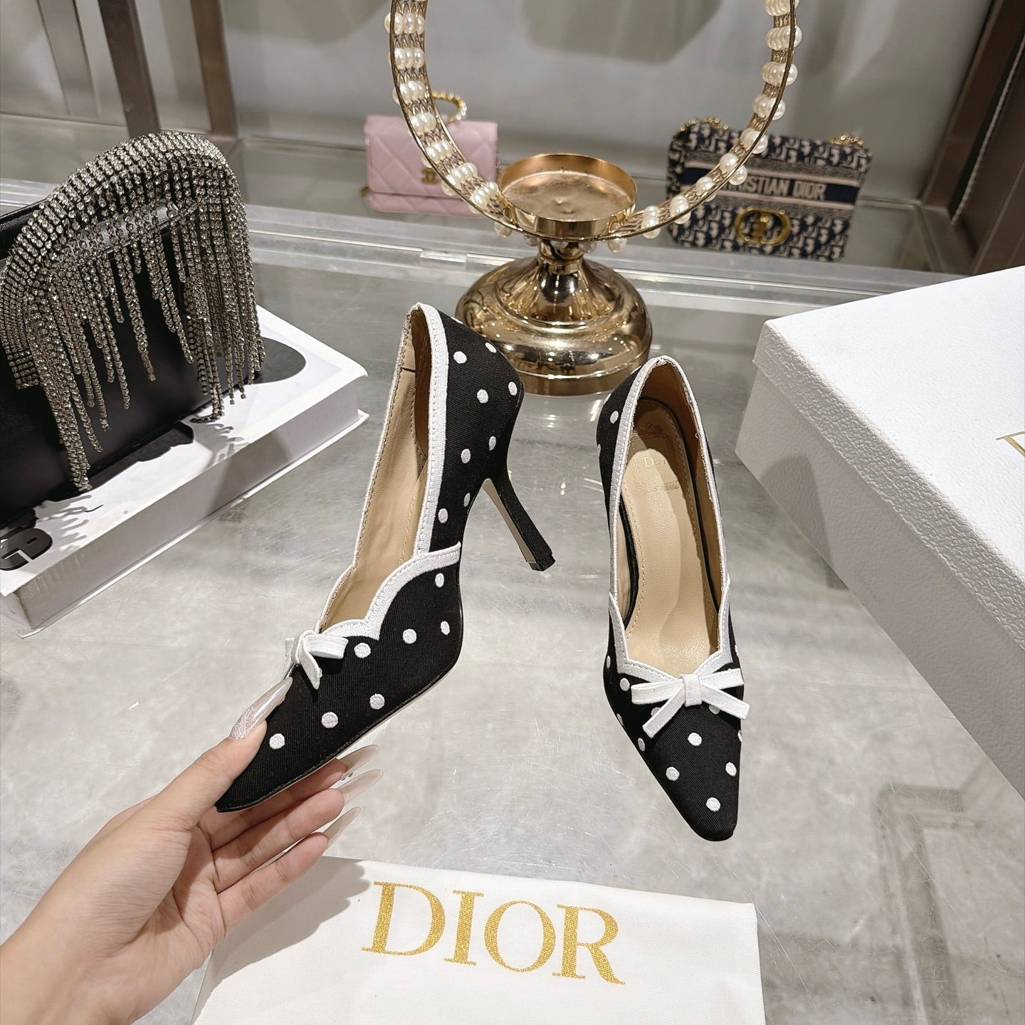 Dior 2026 Embroidered Romance Pumps 85mm Cotton 951396