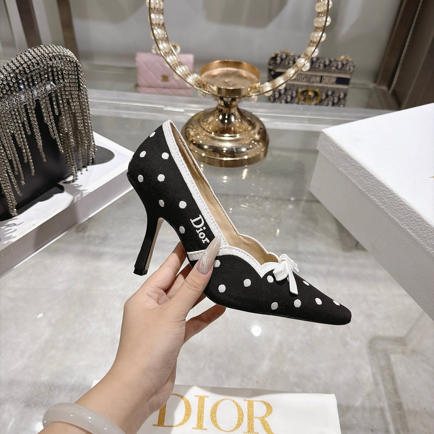 Dior 2026 Embroidered Romance Pumps 85mm Cotton 951396