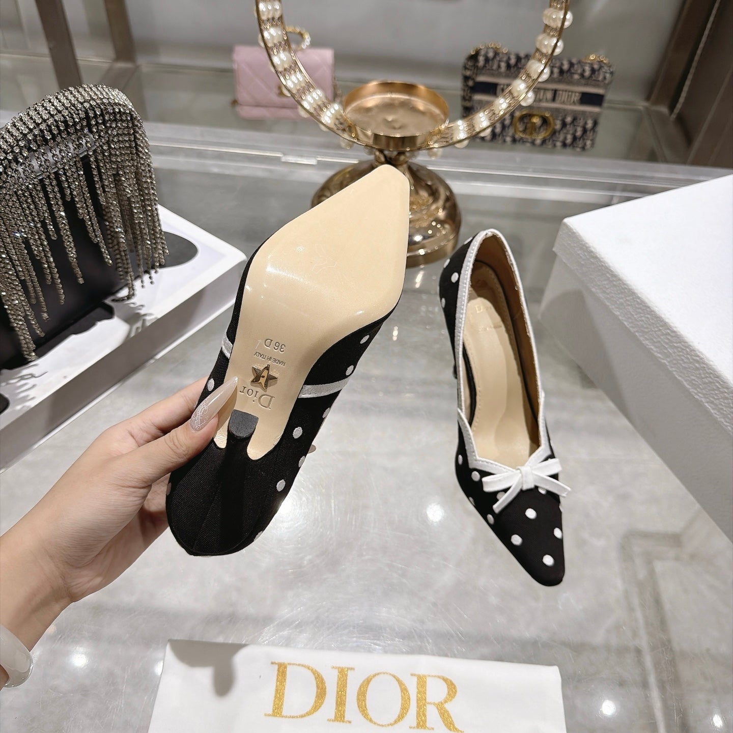 Dior 2026 Embroidered Romance Pumps 85mm Cotton 951396