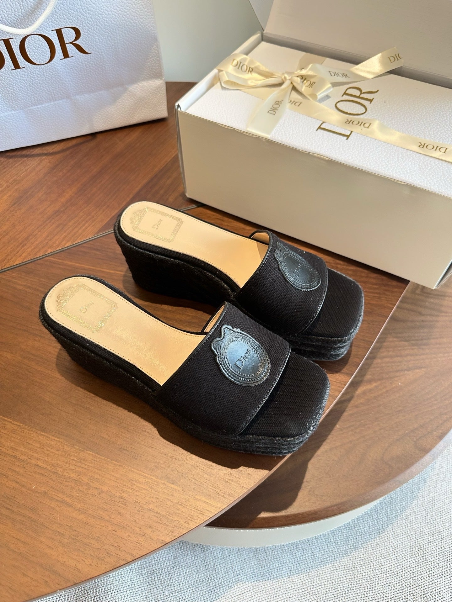 Dior 2026 Medaillon Wedge Slide 95mm Denim 976902