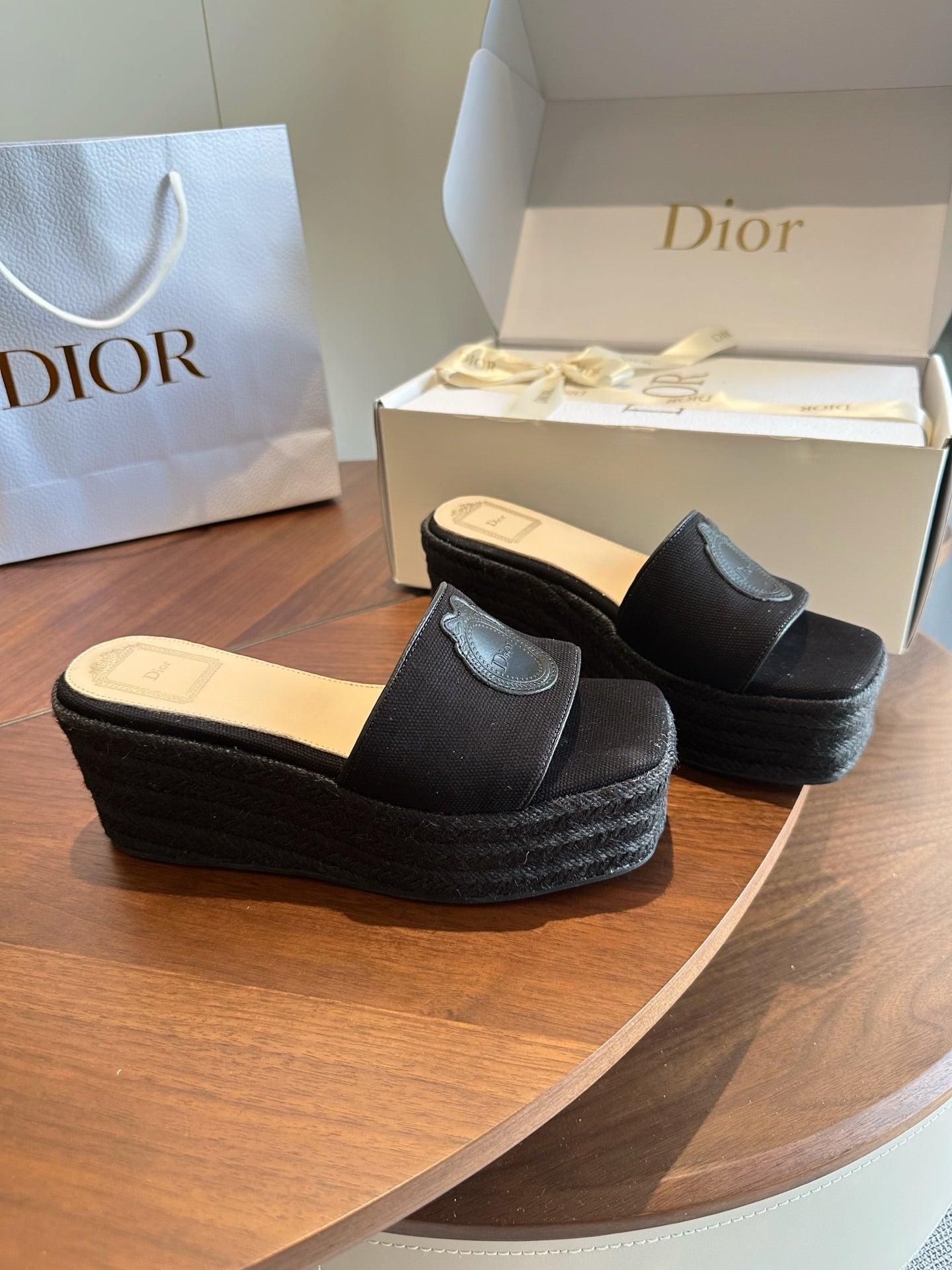 Dior 2026 Medaillon Wedge Slide 95mm Denim 976902