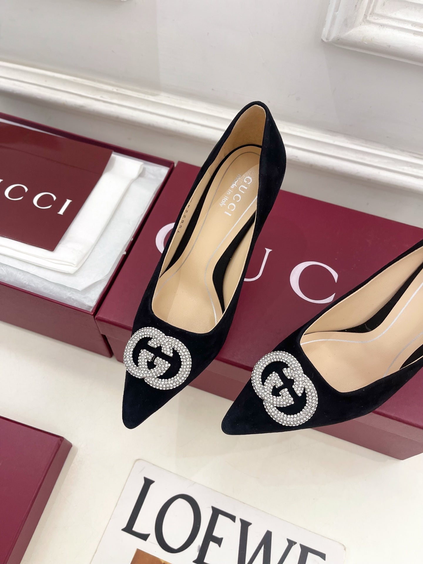 GG 26 High-Heeled 85 Pumps Black Suede 587074