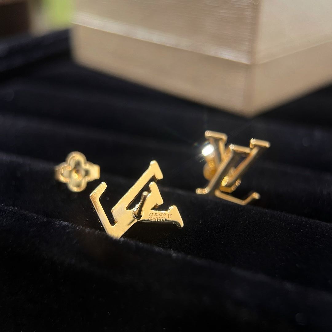 Authentic Merchandise Shop Louis Vuitton Metal LV Earrings Gold - Luxury In  Reach, gold lv logo png