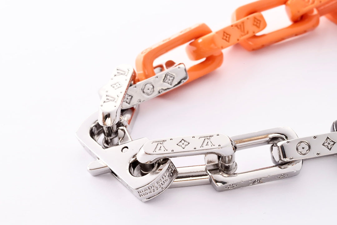 monogram chain bracelet silver